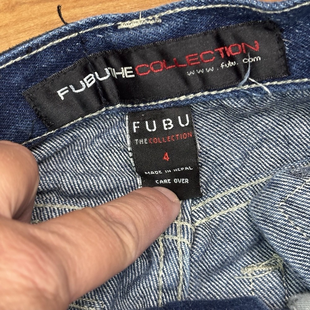 FUBU Denim Carpenter Pants Jeans Boy's 4 Blue Y2K Vintage Denim Wide Leg Baggy - Picture 6 of 9